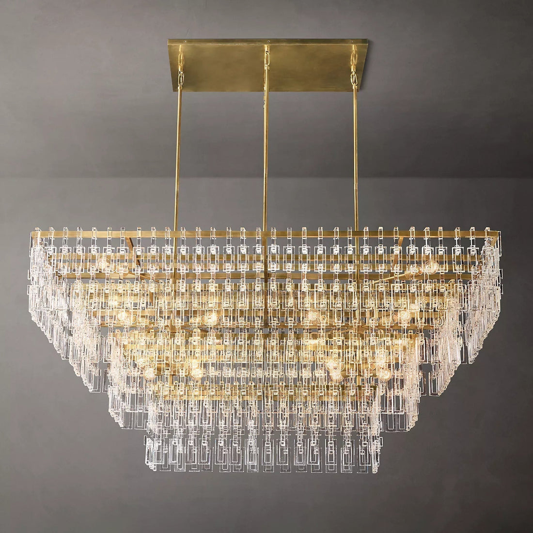 Mariogold Multi-Tier Crystal Chain Rectangle Chandelier 60" 72"