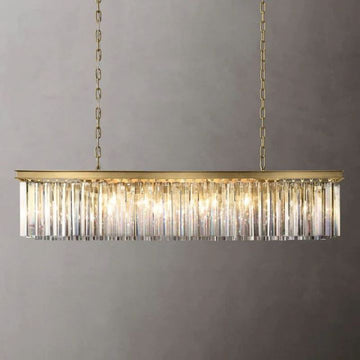 1920s Odeom Crystal Art Deco Single Rectangular Chandelier 49"W/60"W