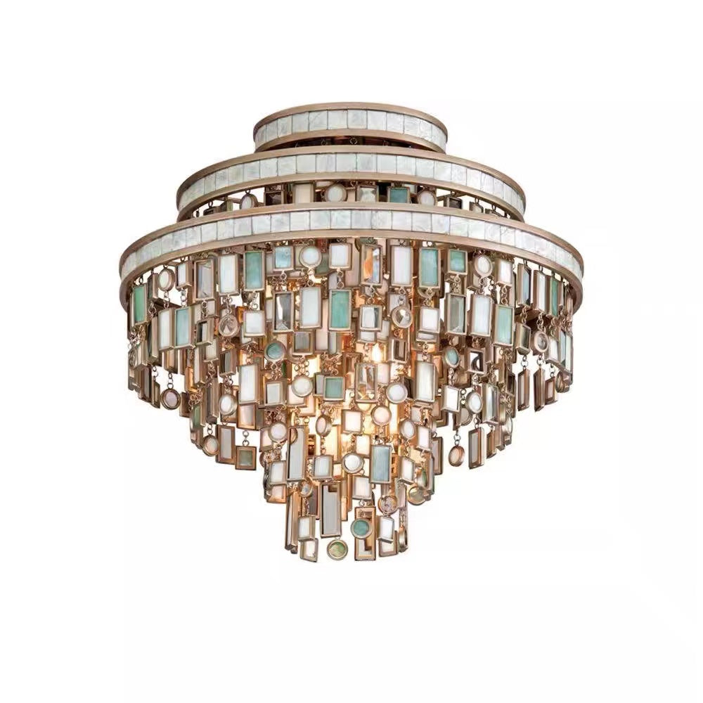 Corbett Lighting 142-33 DOLCETTI Semi Flush, 18"W x 16.75"H,chandelier,chandeliers,glass,colorful,multi-tier,3 layers,vintage style,flush mount,duplex hall,loft,high-ceiling room