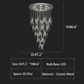leaf, shining, light luxury, round, LED, living room, staircase, duplex, hollow, crystal, metal, Loft
