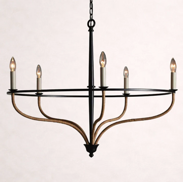 Rosalind Rattan Chandelier in Black