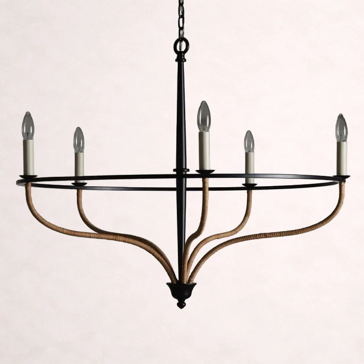 Rosalind Rattan Chandelier in Black