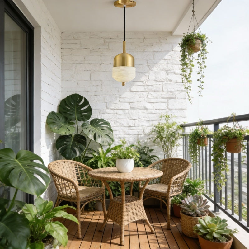 Modern Brass Pendant Light with Frosted Glass Shade