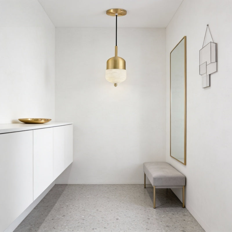Modern Brass Pendant Light with Frosted Glass Shade