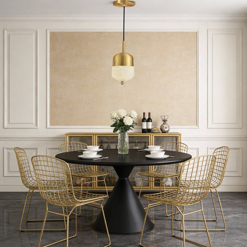 Modern Brass Pendant Light with Frosted Glass Shade