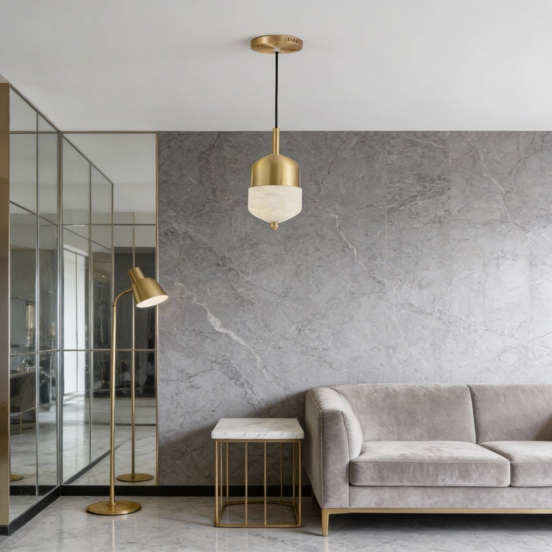 Modern Brass Pendant Light with Frosted Glass Shade