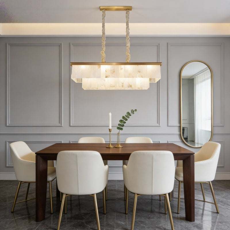 Alabaster Pendant Light with Brass Frame