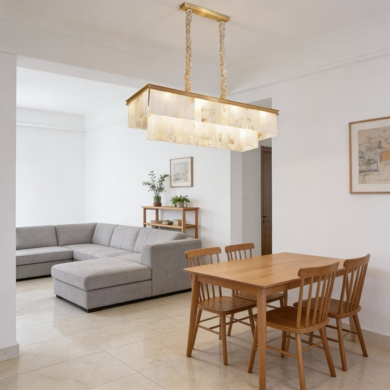 Alabaster Pendant Light with Brass Frame