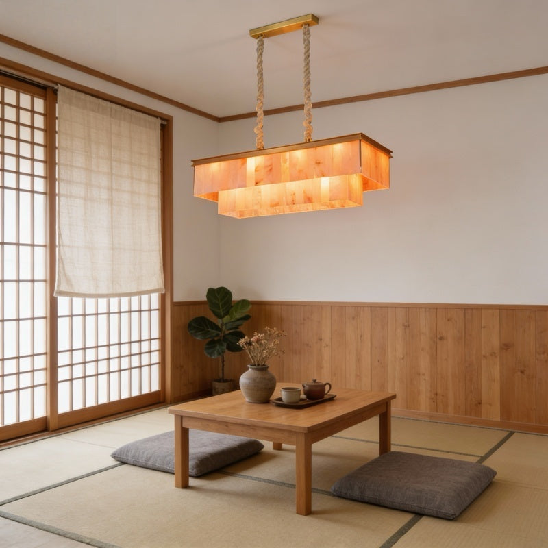 Alabaster Pendant Light with Brass Frame