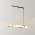 Elegant Alabaster Linear Brass Chandelier with LED Glow