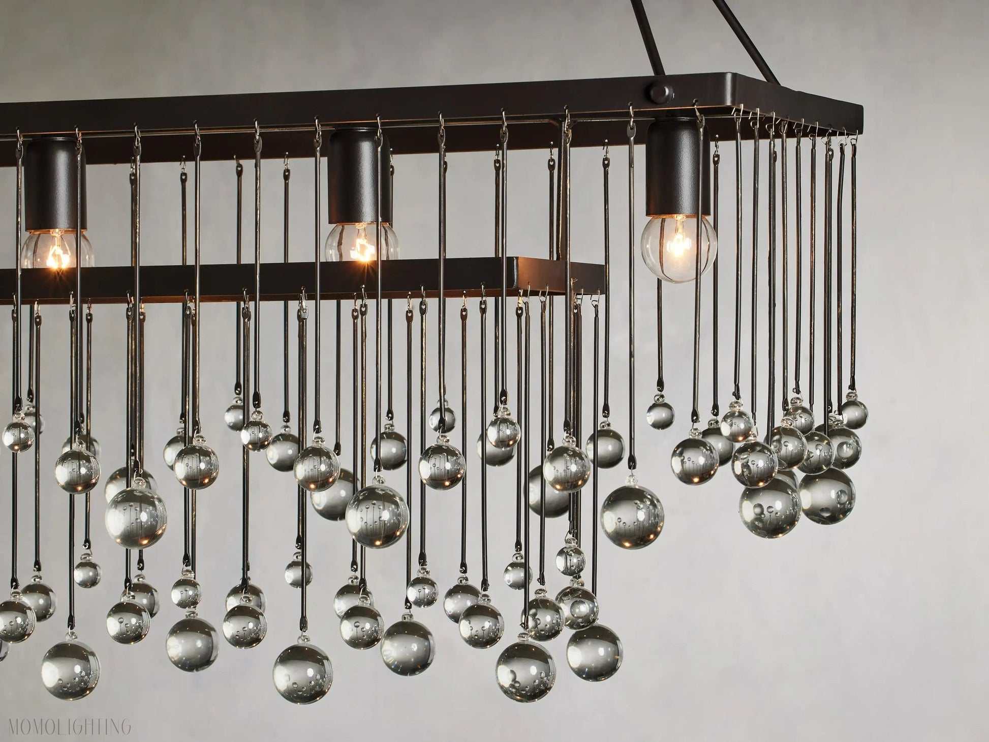Aubrey Crystal Ball Rectangular Chandelier 47'' 60''-Momo Lighting