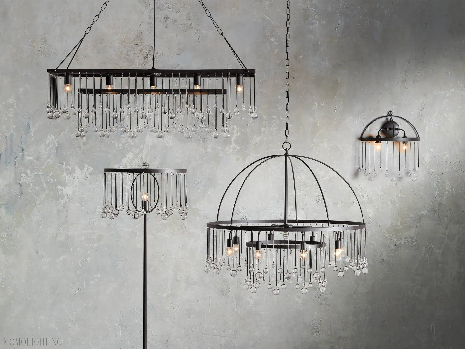 Aubrey Crystal Ball Rectangular Chandelier 47'' 60''-Momo Lighting