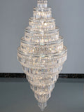 Chrome Extra Large Crystal Chandelier for Foyer Staircase Living Room Entrance Ceiling Light Fixture In Silver