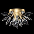 Gold ceiling light fixture with crystal accents on a black background