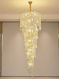 Elegant Foyer Hall Chandelier Long Crystal Ceiling Light Fixture For Living Room Entryway Staircase