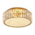    Hotel Gold Flush Mount Ceiling Lighting Fixture Round Crystal Chandelier D19.7