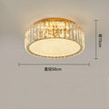Hotel Gold Flush Mount Ceiling Lighting Fixture Round Crystal Chandelier D19.7