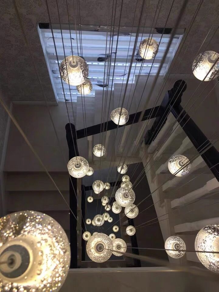 Oversized Nordic Art Round Air Bubbles Chandelier for Staircases