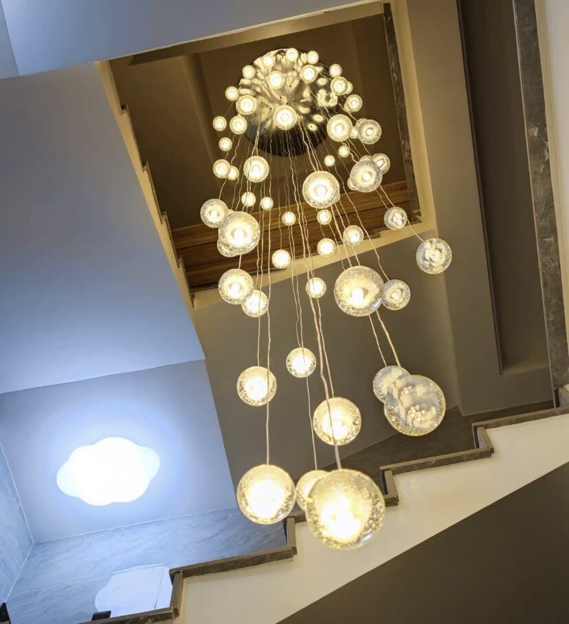 Oversized Nordic Art Round Air Bubbles Chandelier for Staircases