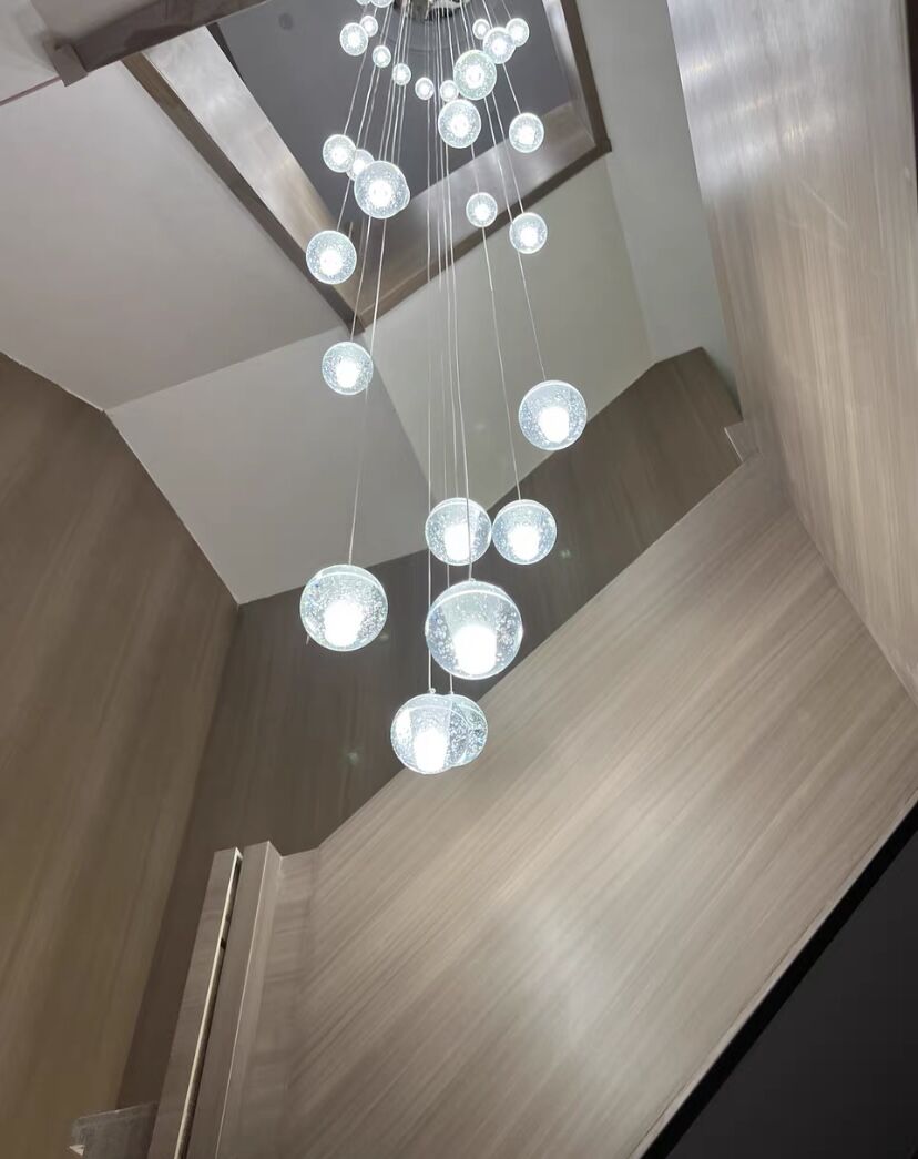 Oversized Nordic Art Round Air Bubbles Chandelier for Staircases