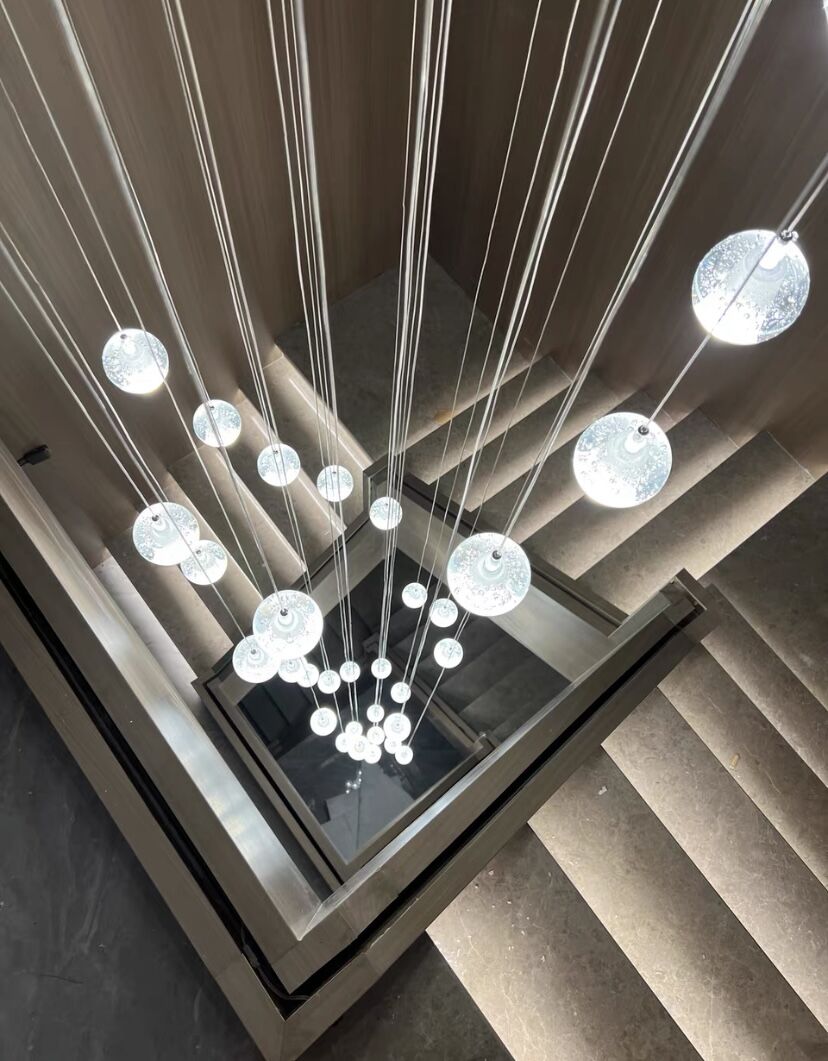 Oversized Nordic Art Round Air Bubbles Chandelier for Staircases