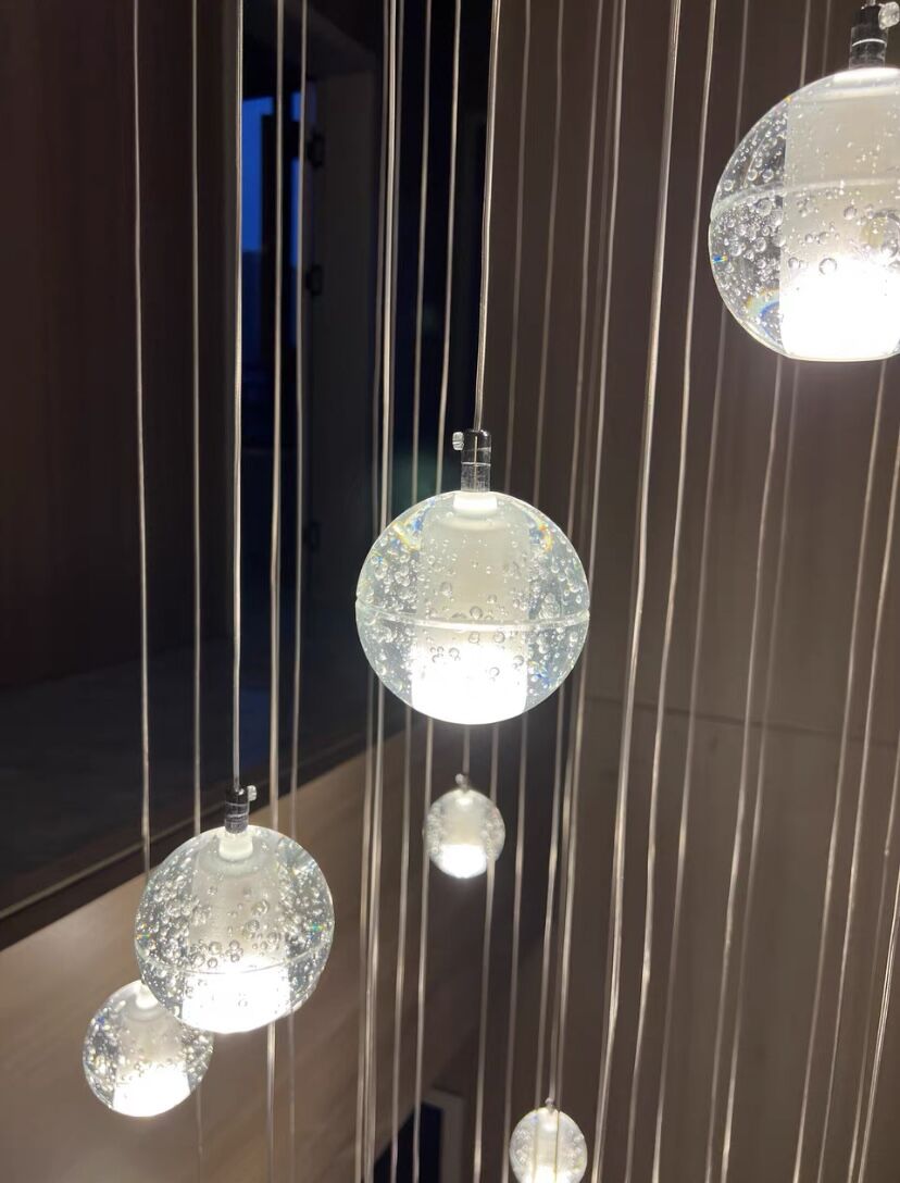 Oversized Nordic Art Round Air Bubbles Chandelier for Staircases