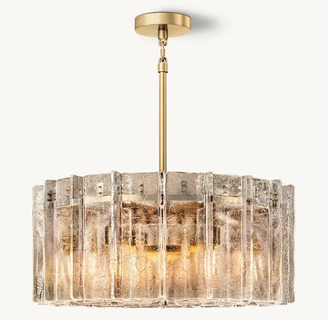 LOTTICE SMOKE GLASS ROUND CHANDELIER 37"