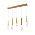 Solitude Linear LED Multi Pendant Light in Aged Brass (5-Light).